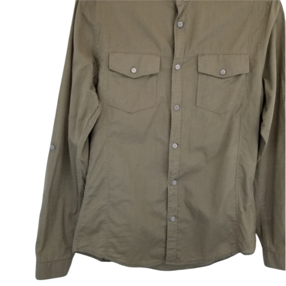 H&M Olive Utility Twill Poplin Shirt - Picture 7 of 8